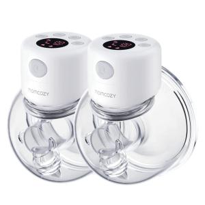 Bomba Tira Leite S12 Dupla Elétrica Portátil com 2 Modos e 9 Níveis de Sucção com Controle Digital, Branca, MOMCOZY, Branco