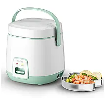 Mini Panela Arroz Elétrica Multifuncional TLOG 1.2L, com Revestimento de Cerâmica, Branca e Rosa