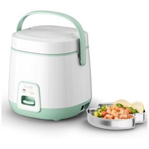 Mini Panela Arroz Elétrica Multifuncional TLOG 1.2L, com Revestimento de Cerâmica, Branca e Rosa