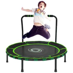 Cama Elastica Infantil com Diâmetro e Corrimão Ajustável para até 70 kg, ENLITOYS, Verde