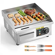 Chapa Elétrica Comercial VEVOR 1750W Superfície 35x30cm Temp 50°C–300°C Inox 110V