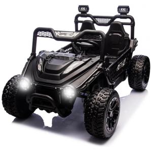 UTV Infantil Elétrico Sopbost Preto 24V 2 Lugares XXL 4 Motores 75W 4WD Pneus EVA Controle Remoto Bluetooth Estrutura Metálica