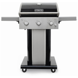 Churrasqueira a Gás 30.000 BTU com 3 Queimadores e Mesas Laterais em Aço Inoxidável, PERMASTEEL PG A40301 BK, Preto