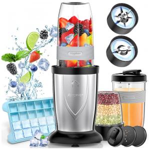 Liquidificador Pessoal Portátil 700mL para Vitaminas com Caneca e Moedor, 850W, Airpher, Prata