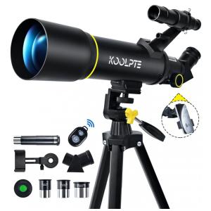 Telescópio Astronômico 20x200 com Adaptador de Celular, Controle Remoto, Tripé e Bolsa para Transporte, Koolpte 40070, Preto