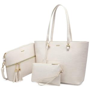 LOVEVOOK Conjunto de Bolsas Femininas de Ombro em Couro Sintético, Branca