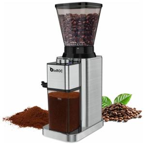 Moedor de Café Elétrico com 48 Configurações de Moagem e Rebarba Cônica Antiestática, 110V 150W, BinROC, Prata