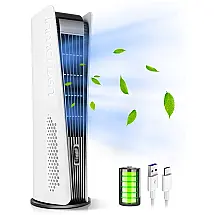 Ventilador de Mesa para Quarto com Ar Frio, Recarregável sem Lâmina e Luz LED, 5V, CONBOLA, Branco
