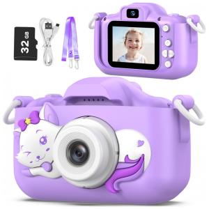 Câmera Infantil HD Presente para Meninos/Meninas de 3-9 Anos, Selfie à Prova de Quedas com Cartão SD 32GB Incluso.Goopow.