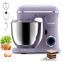 Batedeira Elétrica de Bancada 6.5 Litros 10 Velocidades em Aço Inoxidável, 110V 660W, AILESSOM, Roxa