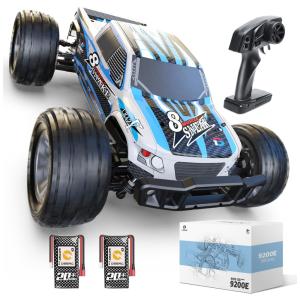 Carrinho de Controle Remoto Off Road, Escala 1:10 com Velocidade até 48km/h e 2 Baterias, DEERC 9200E, Azul