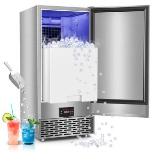 Máquina de Gelo Sob Bancada RAPSUAR Aço Inoxidável 54 kg/24h Bin 16 kg Porta Reversa 110V