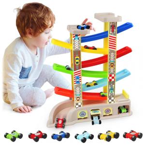 Rampa de Carros Montessori com 6 Andares, Garagem e Estacionamento para Crianças de 2 a 3 Anos, aotipol.