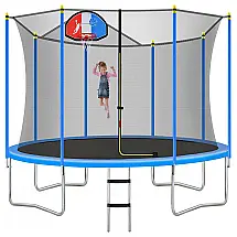 Cama Elastica Infantil com Diâmetro e Cesta de Basquete para até 150 kg, DHHU NO, Amarelo