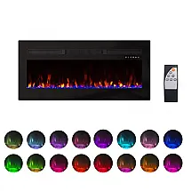 Lareira Elétrica Panana 127x48cm 1400W 20 Cores LED Timer Embutir 110V