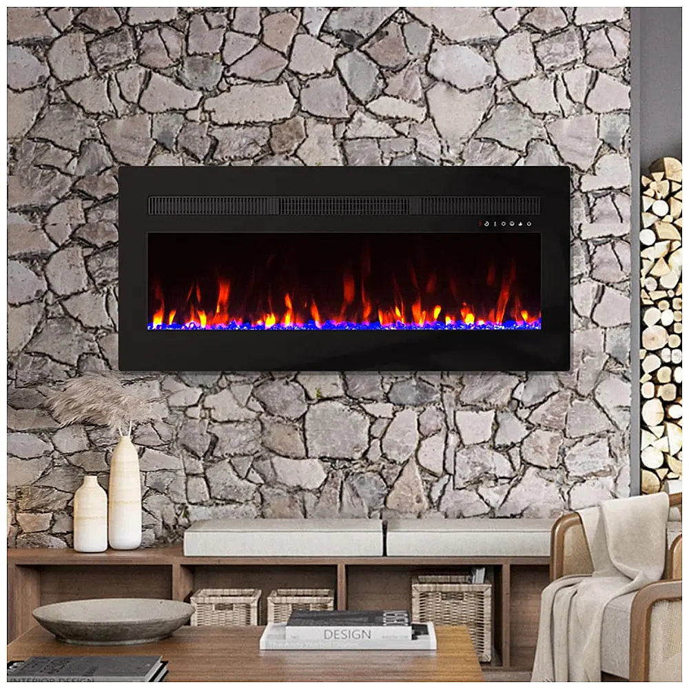 Lareira Elétrica Panana 127x48cm 1400W 20 Cores LED Timer Embutir 110V — foto 2