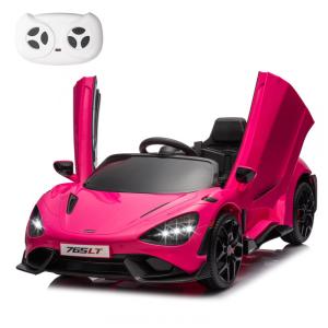 Carro Elétrico Infantil McLaren 765LT Licenciado 12V, 1 Lugar, 2 Motores 30W, Controle Remoto, Bluetooth, Luzes LED, Rosa