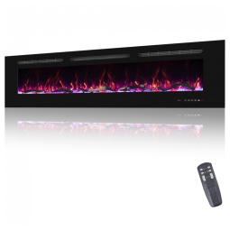 Lareira Elétrica de Embutir A45x182L Digital, Luz LED, Chamas Multicolorida e Temporizador, 1500W, 110v, OXHARK FLAME, Preto