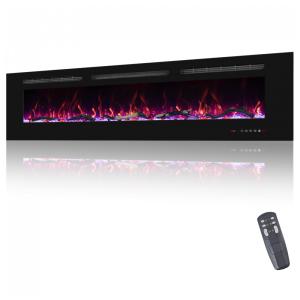Lareira Elétrica de Embutir A45x182L Digital, Luz LED, Chamas Multicolorida e Temporizador, 1500W, 110v, OXHARK FLAME, Preto