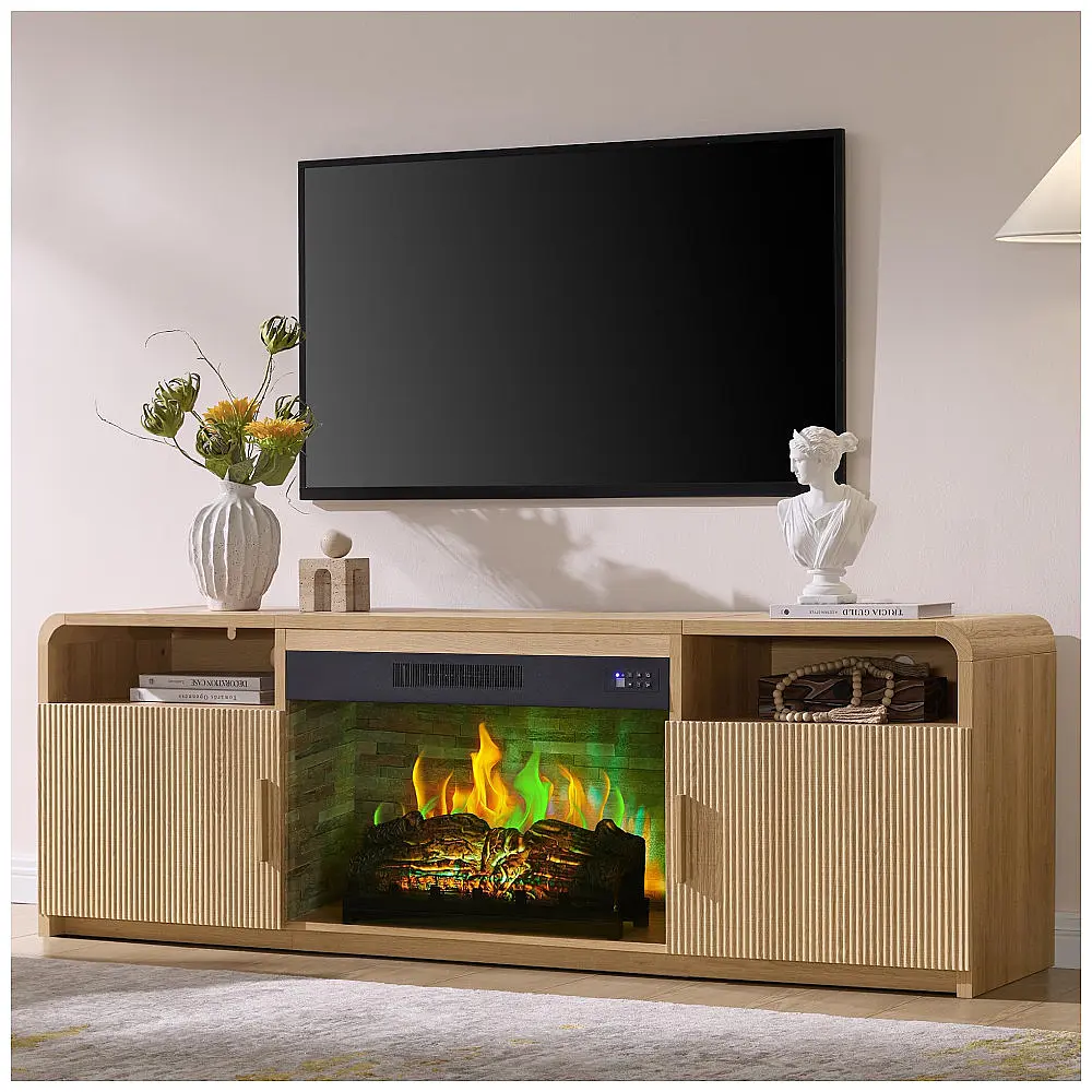 Rack TV Amerlife 178x56cm Lareira Elétrica 30pol 8 Cores Chamas LED 110V