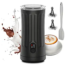 Espumador de Leite Ovetedot, 4 em 1 com Aquecedor, Controle de Temperatura, Desligamento Automático, Preto 240ml