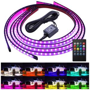 Luz LED Automotiva Decorativa Interna Externa 4 Peças à Prova Dágua Controle Remoto, MINGER 5823961571, Violeta
