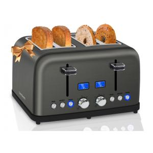 Torradeira Elétrica de 4 Fatias com 6 Níveis de Tostagem e Controle Duplo, 110V 1500W, SEEDEEM, Cinza Escuro