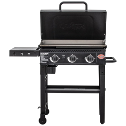 Churrasqueira a Gás 36.000 BTU com 3 Queimadores e Mesa Lateral em Aço Inoxidável, CHAR GRILLER 8428, Preto