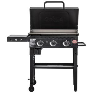 Churrasqueira a Gás 36.000 BTU com 3 Queimadores e Mesa Lateral em Aço Inoxidável, CHAR GRILLER 8428, Preto