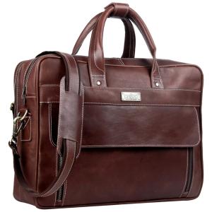 Bolsa, Pasta de Couro Masculina para Laptop, HULSH, Marrom