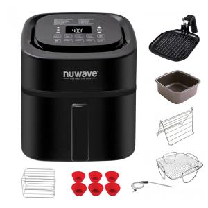Fritadeira Elétrica AirFryer 6L com Acessórios e Painel de Controle Digital, 1800W, 110V, NUWAVE 37001, Preto