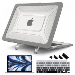 Capa Rígida Batianda Honeycomb MacBook Air 13,6" Cinza – Modelos A2681, A3113, A3240 com Suporte Dobrável e Proteção Completa