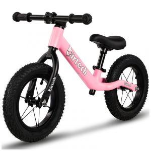 Bicicleta sem Pedal com Assento Ajustável e Pneus Pneumáticos para Crianças de 2 a 6 Anos, Birtech, Rosa