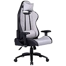 R2S Cadeira Gamer Ergonômica Reclinável e Giratória com Apoio Lombar e Cabeça, Branca, COOLER MASTER, Azul