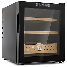 Umidor Elétrico 50L com Controle de Resfriamento, Aquecimento e Umidade, Prateleiras de Cedro Espanhol, Estilo Gabinete.