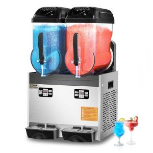 Máquina de Raspadinha Comercial VEVOR com 2 tanques de 12L, ideal para margaritas e smoothies. Produz até 96 copos, perfeita para festas.