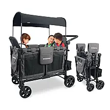 WONDERFOLD W4 Carrinho de Bebê para Passeio com 4 Assentos e Proteção Solar, Laranja