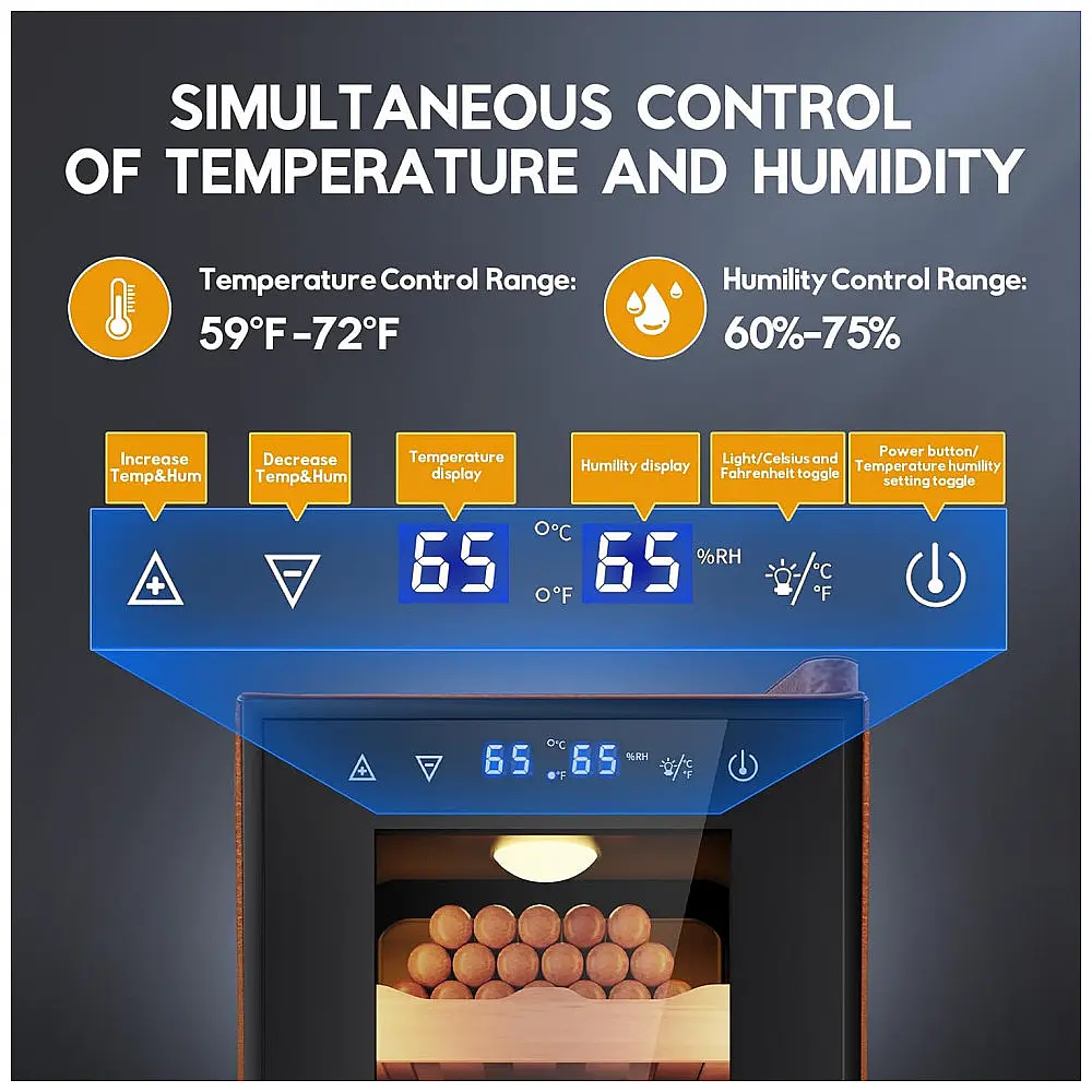 Humidor Tylza 35L Marrom Controle Digital Temperatura Umidade 300 Charutos 115V — foto 2