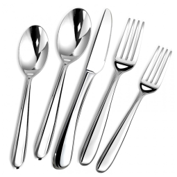 Kit de Talheres de Luxo para 8 Pessoas em Aço Inox, 40 Peças, com Faca de Churrasco, Garfo e Colher, Lavável em lava-louças -