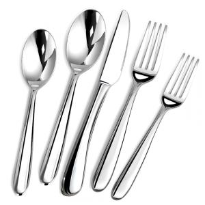 Kit de Talheres de Luxo para 8 Pessoas em Aço Inox, 40 Peças, com Faca de Churrasco, Garfo e Colher, Lavável em lava-louças -