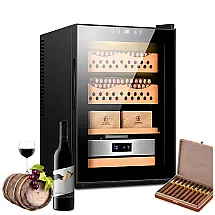 Humidor Elétrico Fablestoryem Preto 50L com Controle de Temperatura e Umidade para 200-300 Charutos 240V