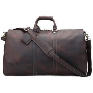 Bolsa de Viagem Masculina Clássica de Couro, POLARE 10464499, Marrom Escuro