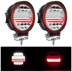 Farol de Milha LED Off Road 2640 Lúmens 6000K 72W Alumínio Fundido à Prova Dágua, YORKIM, Vermelho