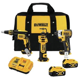Kit Parafusadeira DCF620, Chave de Impacto DCF887 e Recortadora DCS551, 120V, DEWALT DCK301P2, Amarelo