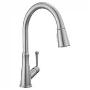 Torneira Cozinha com Pulverizador Pull Down e Ancoragem Magnética, Ártico Inoxidável Delta Westville 9110-AR-DST, Níquel Escovado