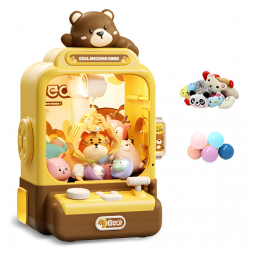 Máquina de Garra Amarela e Marrom Haugboag – Mini Arcade Infantil com Prêmios para Crianças a Partir de 3 Anos