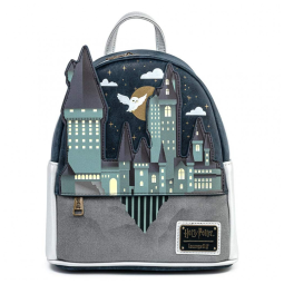 Mochila Escolar Infantil 25cm Loungefly Harry Potter Hogwarts para Crianças, Cinza