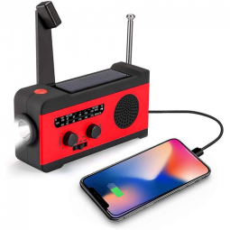 Rádio AM FM e NOAA 2000mAh Com Bateria Solar ou Manivela de Recarga USB Alarme SOS