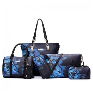 Conjunto de Bolsas Femininas 6 Peças com Carteira, 2E youth, Azul Florido