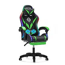 Geepro Gaming Chair with Massage and LED RGB Lights Ergonomic Computer Chair with Footrest High Back Video Game Chair with Adjustable Lumbar